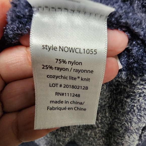 Barefoot Dreams Cozychic Lite Knit Cardigan Sweater Womens Medium Blue w/ Stripe - Picture 6 of 8